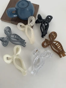 3pcs/Set Korean Style Simple 3D Bow Hair Clips, Large Size Hair Claw Barrettes For Women Women Hair Accessories Casual Hair Clutch - Multicolor - View 2