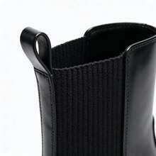 Women Black Patent Chelsea Boots Gold Trim Chunky Heel Elastic Ankle Fashion Party Boots - Black - View 7