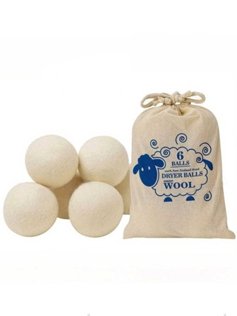 6个免费棉布袋，内含大号羊毛晾衣球 - XL 高品质天然衣物柔顺剂，可重复使用，减少衣物褶皱，节省晾晒时间。大号晾衣球是比塑料晾衣球更环保的选择。
