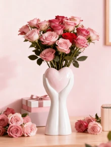 心形花瓶——粉白相间的可爱配色，使其成为卧室梳妆台、客厅茶几或情人节装饰的理想之选。它可盛放鲜花或人造花卉，为室内空间注入浪漫甜蜜的氛围。这款迷人的桌面摆件深受家居装饰爱好者的喜爱，是打造温馨浪漫角落的绝佳之选。 - 彩色 - 查看 2