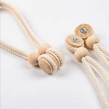 2 Packs Magnetic Curtain Tiebacks Tieback Holdback Home Decorative Tie Backs With Wooden Buckle For Home Office Decor - Apricot - View 2