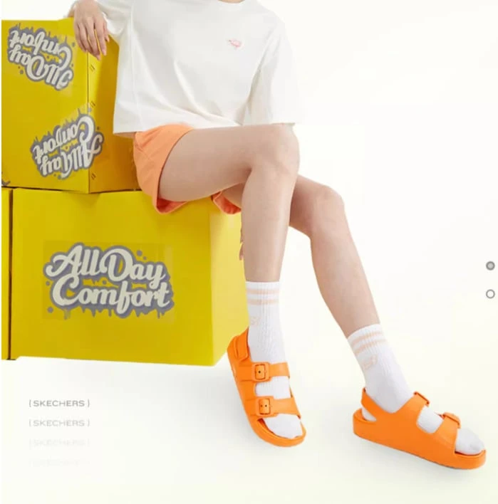 Skechers Women's Lightweight Shock-Absorbing Comfortable Durable Casual Beach Sandals, Suitable For Summer - Orange - View 1