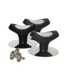 Perillas para tapas de cocina, 3pz  Refacción de agarraderas, repuestos de tapas de ollas y sartenes, de plastico PVC y aluminio de calidad gastronómica adaptable a cualquier tipo de tapa de cocina. accesorio de cocina. Perilla de agarrader para tapa de cocina color negro con diseño modero y agarre ergonómico - Negro - Ver 6
