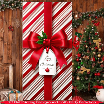 1 pieza, Bandera de puerta plana 2D con diseño de lazo, 90 cm x 180 cm, de tela de poliéster, decoraciones navideñas, decoración de fiesta con tema navideño, decoraciones para exteriores e interiores, ideal para el porche delantero, el patio, el garaje y la decoración del hogar