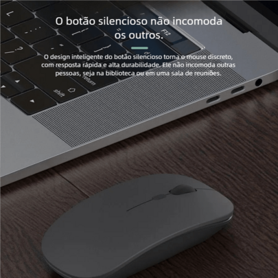 Mouse Sem Fio Wireless - Bateria Interna Recarregável, LED RGB para Home Office