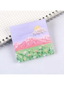 风景油画造型可拆卸记事本，带笔记信息，立体设计，风格，高价值可爱记事本 - 彩色 - 查看 9