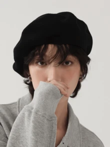 Boina feminina casual, respirável e confortável para uso externo no outono/inverno, formato retrô de abóbora, estilo coreano, boina japonesa casual de lã, cor sólida, ideal para o Halloween e decoração de Natal, versátil e moderna, ótima opção de presente para as festas de fim de ano. - Multicolorido - Ver 3