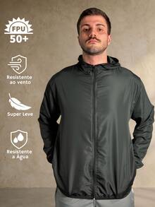 Men's Windbreaker Jacket, Waterproof, Plain, Thermal, Cold Weather, Super Lightweight, High Neck, Basic, Running, Cycling, Hiking, Motorcycling, Black, Blue, Green, White, Gray, Autumn/Winter, Loose Fit, Zipper - 黑色 - 查看 1