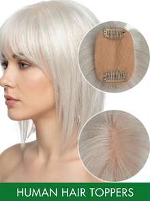 Women's Human Hair Topper Piece - Long Straight Dark Brown (16-18 Inch) Natural Look Hairpiece For Bald Spots & Thinning Hair - Multicolor - View 13