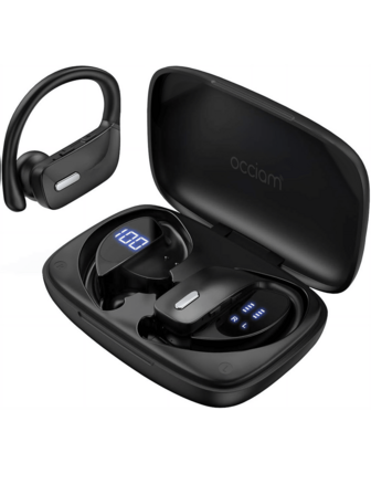 T17 หูฟังไร้สาย TWS แบบเกี่ยวหู หูฟังสปอร์ตแบบใส่ในหู กันน้ำและกันเหงื่อ พร้อมจอแสดงผล LED สำหรับสำนักงาน,เกม,ออกกำลังกาย,วิ่ง