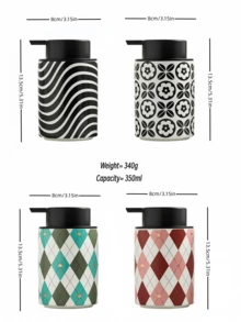1pc Vintage Geometric Pattern Pump Foam Bottle, Multi-Purpose Dispenser Bottle For Home, Bathroom, Kitchen, High-Quality Printed Foaming Bottle For Shower Gel, Shampoo, Hand Wash, Desk, Ins Style Pump Bottle, Can Be Used For Dish Soap, Conditioner, Travel Size, Large Capacity Foaming Dispenser, Dorm & Student Essentials, Home Decor Bottle, Practical Gift, Fits Afternoon Tea Tableware, Kitchen & Bathroom Organization, Multiple Styles Available, Easy Pumping, Fine Bubbles, - Multicolor - View 2