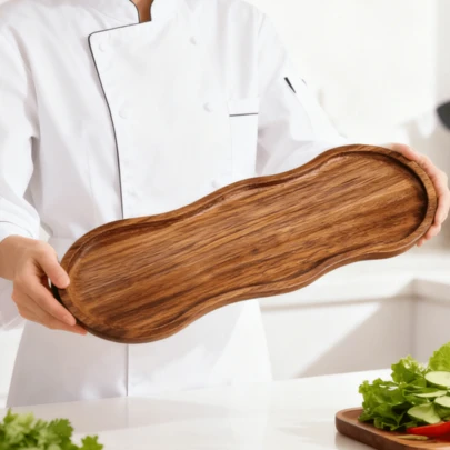 Unique Oval Shaped Wooden Tray - Plate, Platter, Smooth Polished Surface, Suitable For Desserts, Coffee, Cheese, Bread, Appetizers And Snacks, Tea Parties, Cake Stands | Lightweight Multipurpose Wooden Tray | Greenery, Home/Living Room/Room/Ramadan Decor, Cheese Board, Snack Tray And Holiday Gift - Kitchen Accessory For All Seasons | Holiday Platter | Event Decor | Food , Picnic, Patio, Eid, Scandinavian Wood Tray