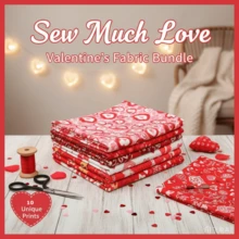 Tkanina z wzorem serca na Walentynki, czerwony nadruk serca, zestaw do szycia, wstępnie wycięte skrawki materiału do patchworku DIY, rękodzieło na Walentynki DIY - Wielokolorowe - Zobacz 8