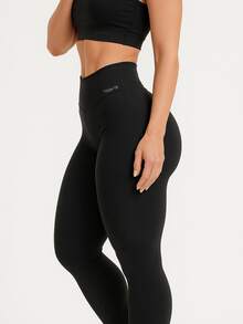 Set Of 2 High-Waisted Leggings With No Transparency - 1 Black + 1 Black - View 5