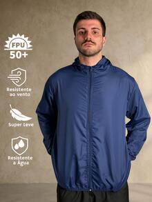 Men's Windbreaker Jacket, Waterproof, Plain, Thermal, Cold Weather, Super Lightweight, High Neck, Basic, Running, Cycling, Hiking, Motorcycling, Black, Blue, Green, White, Gray, Autumn/Winter, Loose Fit, Zipper - 藏蓝色 - 查看 1