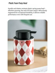 1pc Vintage Geometric Pattern Pump Foam Bottle, Multi-Purpose Dispenser Bottle For Home, Bathroom, Kitchen, High-Quality Printed Foaming Bottle For Shower Gel, Shampoo, Hand Wash, Desk, Ins Style Pump Bottle, Can Be Used For Dish Soap, Conditioner, Travel Size, Large Capacity Foaming Dispenser, Dorm & Student Essentials, Home Decor Bottle, Practical Gift, Fits Afternoon Tea Tableware, Kitchen & Bathroom Organization, Multiple Styles Available, Easy Pumping, Fine Bubbles, - Multicolor - View 12