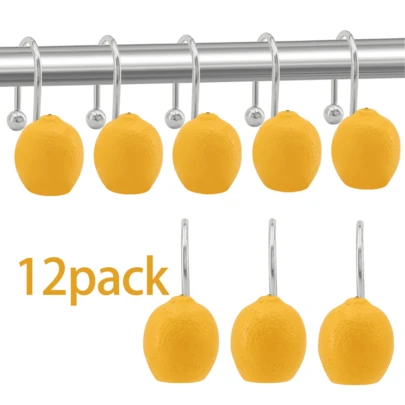 12 piezas Juego de ganchos decorativos con limones amarillos, ganchos para cortina de ducha, resistentes. La opción personalizada perfecta para regalos de Amigo Invisible, regalos para anfitriones en vacaciones o regalos de celebración. Complementa perfectamente la decoración navideña del hogar, los acentos del dormitorio, la organización de la entrada, los arreglos navideños de la sala de estar y la limpieza del armario.