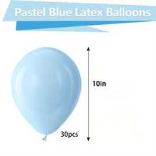 30pcs Macaron Blue Latex Party Balloons, Round Helium Inflated, Light Blue, For Wedding, Gender Reveal, Birthday, Graduation, Christmas, Halloween, Valentine's Day, Thanksgiving, Adult Milestone Celebrations, Balloon Garlands And Arches Decor - Multicolor - View 2