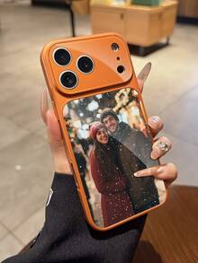 1 Personalized Customized Glass Orange All Inclusive Lens Phone Case With Couple, Family, And Friend Patterns, Compatible With IPhone 17/Air/17pro/17promax/16/16pro/16plus/16promax/15/14/13 And Other Phone Models, Suitable For Giving Gifts To Friends - Orange - View 5