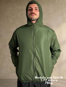 Men's Windbreaker Jacket, Waterproof, Plain, Thermal, Cold Weather, Super Lightweight, High Neck, Basic, Running, Cycling, Hiking, Motorcycling, Black, Blue, Green, White, Gray, Autumn/Winter, Loose Fit, Zipper - xanh quân đội - Xem 6