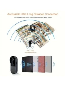 1个智能无线门铃摄像头 - WiFi门铃摄像头，带夜视、变声、拍照/录像、双向语音通话和SD卡插槽 - 彩色 - 查看 6