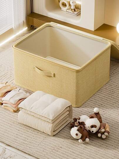 1个大容量可折叠带盖收纳盒，家用衣柜折叠收纳盒，适用于存放衣物、毯子、连衣裙、裤子、鞋子、靴子，卧室家居收纳，白色女士T恤、女士裤子、女士冬装、连衣裙、女士冬装、优雅女士连衣裙、白色衬衫、长袖衬衫、女士白色连体裤