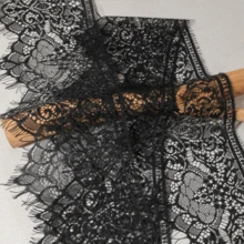 3 Meters/118in Eyelash Lace Trim Fabric, Suitable For Decorating Veils, Wedding Dresses, Strapless Dresses, Tablecloths, Curtains, Clothing Decoration, Wedding Decor, And DIY Crafts - Black - View 3