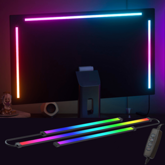 1 Peça Tira de Luz de Bottom RGB Alimentada por USB, Adequada para Monitores de 24/32 Polegadas, Suporta Exibição de LED de Luz de Bottom, Fornece Iluminação Ambiente Multicolorida, Controle por Botão, Brilho e Modos de Cor Ajustáveis, Ótimo para Uso Doméstico, Escritório e Jogos.
