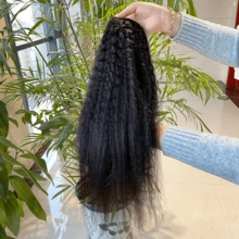BINF 12A Brazilian Yaki Kinky Straight Virgin Hair Bundles Unprocessed Natural Color Soft Full Long Lasting 12 Months Wear Premium Christmas New Year Gift For Women Holiday Party Family Reunion 1/3/4 PCS - Natural Black - 查看 3