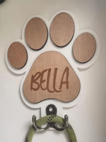 Personalized Paw Print Wooden Dog Leash Hook, Customizable Carved Wall Hook - Suitable For Collars And Coats, Durable Wooden Material, Paw Print Design, Perfect Decorative Memorial Gift For Pet Lovers - Multicolor - View 11