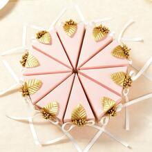 10/1 صندوق هدايا قابل للطي بشكل كعكة، صندوق تغليف هدايا، صندوق هدايا لأجواء الأعياد والحفلات، مناسب للمناسبات والأعياد والأعراس - وردي - مشاهدة 2