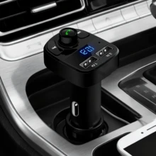 Reproductor MP3 con carga rápida para coche, pantalla LED para coche, reproductor Bluetooth para coche con cargador de teléfono móvil Adaptador USB para encendedor de cigarrillos, adecuado para cargar en el vehículo. - Negro - Ver 9