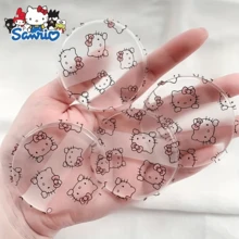 Sanrio Hello Kitty Transparent Soft Silicone Makeup Sponge - BB Cream And Foundation Applicator, Light Beige For Sensitive Skin, Cute Heart And Bow Hello Kitty Pattern, Easy-To-Clean Makeup Tool, Pink And Transparent, Hygienic, Single-Use Or Reusable (For Liquid Cosmetics)