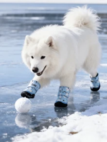 4pcs Dog Paw Protector Boots, Dog Snow Boots For Small Dogs, Chicken & Dog Print Pattern, Anti-Slip Dog Shoes, Pet Anti-Fall Shoes, Winter Warm Anti-Slip Sports Shoes, Hard Wood Floor Outdoor Walking Soles - Multicolor - View 6