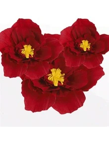 3件套（小号+中号+大号）纸花装饰，3D仿真花摆件，墙面背景装饰，适用于婚礼装饰和派对背景