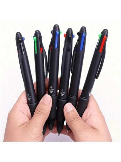 4-In-1 Ballpoint Pen - 4 Color Retractable Pen - Smooth Writing, Ideal For Office Stationery And Fine Writing, Essential Office Supply | Ballpoint Pen Set | Smooth Writing Pen