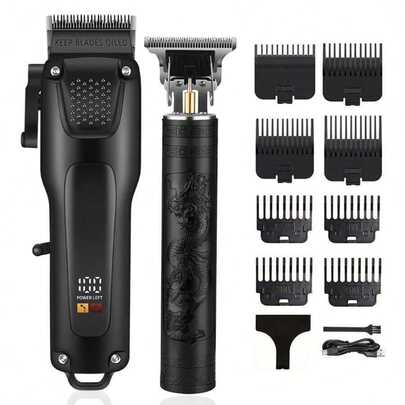 Men's Grooming Set: Electric Shaver And Hair Clipper 2-In-1, USB Rechargeable, Equipped With Powerful Motor And Large Capacity Battery, 8 Guide Combs For Flexible Trimming Of Different Lengths And Styles, Ideal For Everyday Grooming, Also A Perfect Christmas Gift For Men, Fathers, Family And Friends.