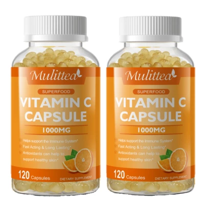  Mulittea | Vitamin C Capsules, Supports Immune Health, Hair, Light Beige, Nail Health, Antioxidant Support - 120 Capsules