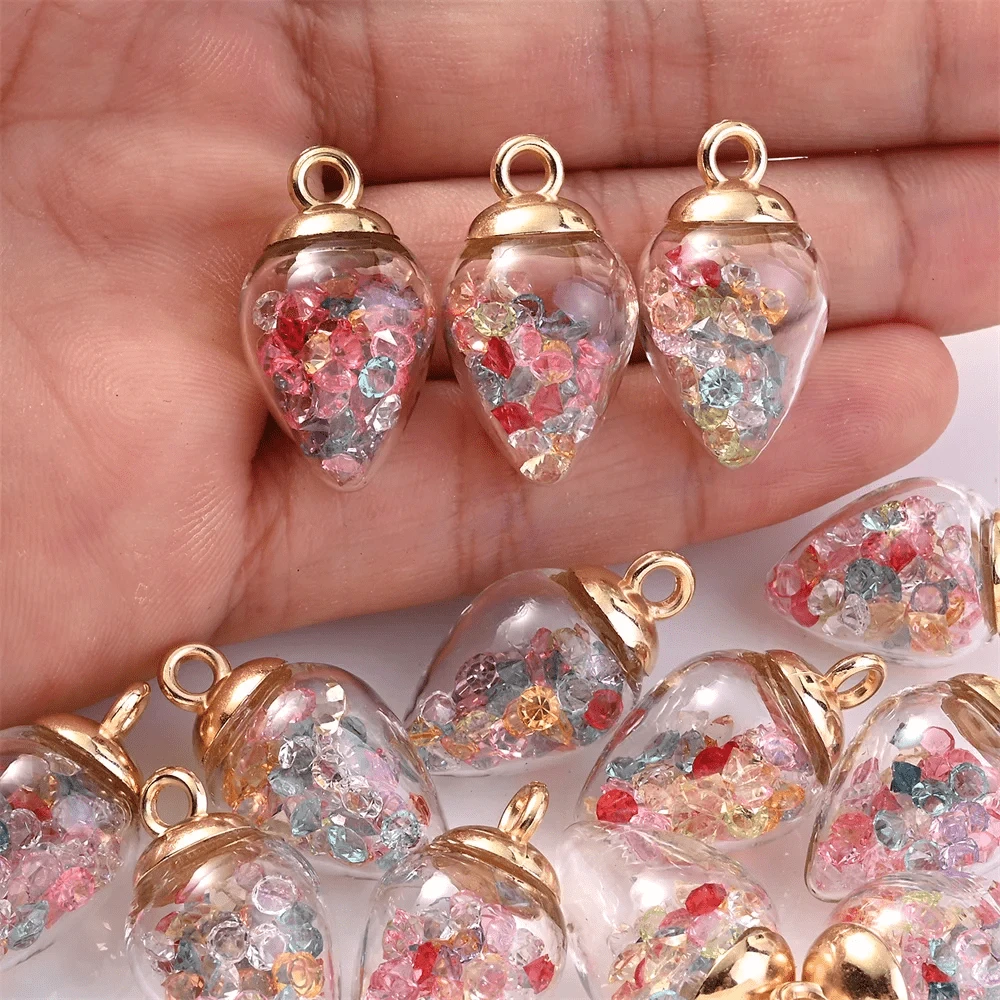 10 cái/bộ mới 16mm đầy màu sắc trong suốt thủy tinh hình ngôi sao/tròn mặt dây chuyền tìm phụ kiện tóc trang sức mặt dây chuyền bông tai mặt dây chuyền hình giọt nước trong suốt dễ thương đính đá bên trong hạt thủy tinh thời trang hạt nhỏ sáng bóng cho phụ nữ làm bông tai vòng cổ - Nhiều màu - Xem 1