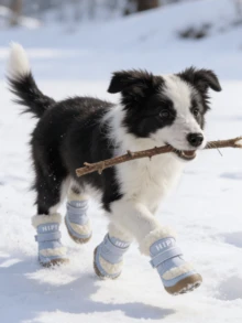 4pcs Dog Paw Protector Boots, Dog Snow Boots With Hip Hop Letter Print, Suitable For Small Dogs, Anti-Slip Dog Shoes, Warm And Waterproof Winter Sports Shoes, Suitable For Hardwood Floors And Outdoor Walking - Multicolor - View 3