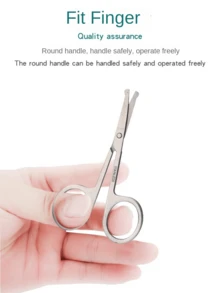 Rounded Tip Nose Hair Scissors, Eyelash Scissors, Eyebrow Trimmer, Stainless Steel Pointed Tip False Eyelash & Makeup Scissors - Multicolor - View 4