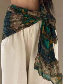 Conjunto de bufanda de cadera y cadena de cintura con lentejuelas para danza del vientre: Bufanda de cadera con flecos de color verde del ejército con cadena de cintura decorada con monedas doradas; accesorio para actuaciones de danza (disponible en varios colores) - Multicolor - Ver 10