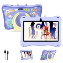 Qetupa Android 15 儿童平板电脑，7 英寸显示屏，10(4+6)GB 内存 + 64GB 存储空间，1024*600 分辨率，20MP 双摄像头（前置和后置），2.4G/6G WiFi，蓝牙 5.0，3500mAh 电池，护眼学习平板电脑 - 紫色 - 查看 1