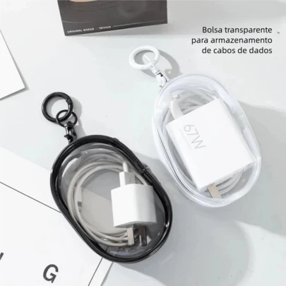 Bolsa Portátil Mini Transparente com Zíper - Organizador Compacto, Ideal para Fones de Ouvido em Viagem