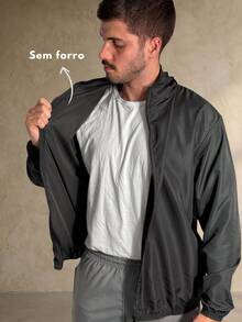 Men's Windbreaker Jacket, Waterproof, Plain, Thermal, Cold Weather, Super Lightweight, High Neck, Basic, Running, Cycling, Hiking, Motorcycling, Black, Blue, Green, White, Gray, Autumn/Winter, Loose Fit, Zipper - 黑色 - 查看 5