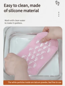 1 Pair Silicone Moisturizing Leg Warmers, Foot Care Essential Oil Gel Leg Warmers, Exfoliating Foot Mask, Anti-Slip, Smooth Feet, Suitable For Men And Women, All Seasons - Blue - View 9