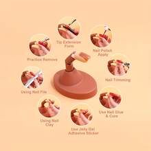 Kristallnagelövningshand justerbara lösfingrar, flexibelt nagelträningsnagelfingerset, utrustad med 3 justerbara lösfingrar och 100 utbytbara nagelbitar, lämplig för gör-det-själv-nagelträning