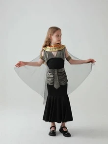 Girls' Holiday Party Costume, Egyptian Costume, French Costume, Charming Queen, Arabian Princess Costume - Multicolor - View 4