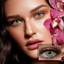 Lentes de contacto verdes navideñas, estuche para lentes de contacto con forma de gato, hidratantes, ideales para Navidad, de un solo uso durante un año, se pueden usar a diario, son un regalo navideño ideal, un accesorio para crear ambiente navideño, perfectas para fiestas de maquillaje, cumpleaños y regalos navideños. - 66-1 - Ver 1