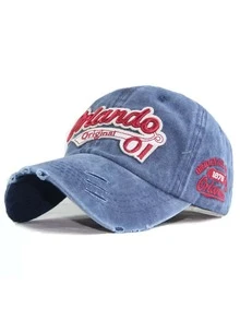 1pc ORLANDO 01 Embroidered Baseball Cap, ORIGINAL BRAND 1876 ORLANDO Side Embroidery Hat, ORLANDO Embroidered Sun Visor Hat, Vintage Washed Casual Fashion Sun Hat,Summer,Beach,Holiday,Festival,Travel - Multicolor - View 15